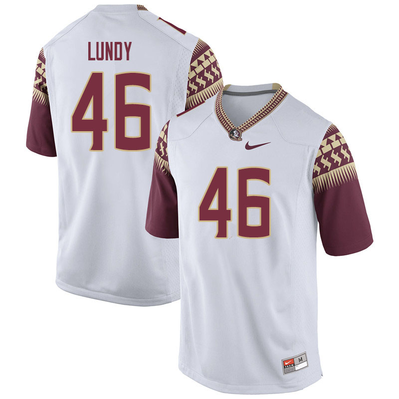 Men #46 DJ Lundy Florida State Seminoles College Football Jerseys Sale-White - Click Image to Close